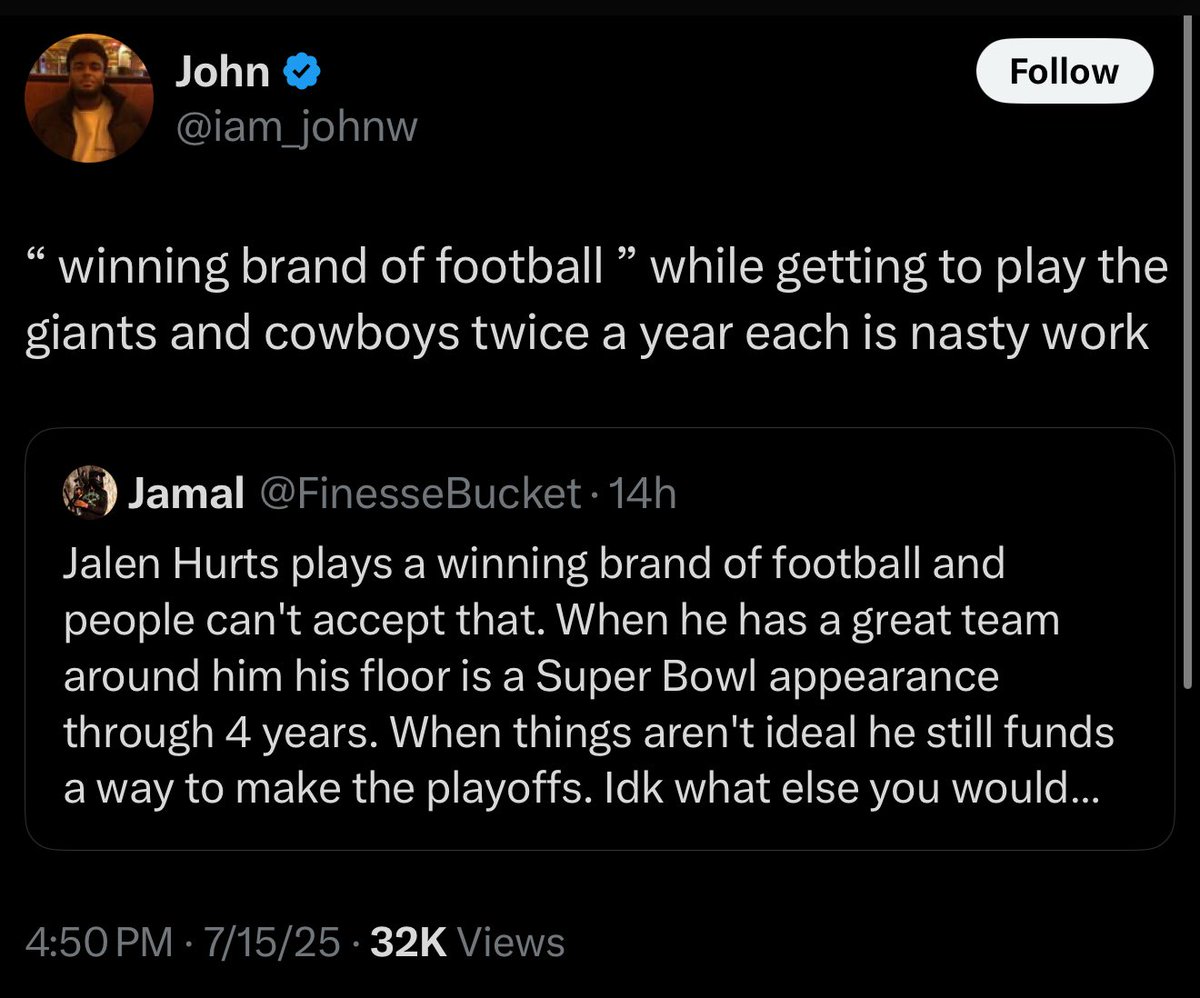 HauserBrett's tweet image. I need everyone to get together and decide if the Eagles are overrated or if Jalen Hurts is playing with a super team