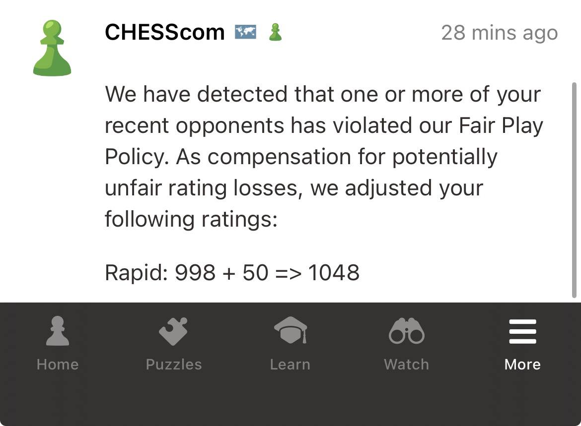 Unfair opponent in Chess