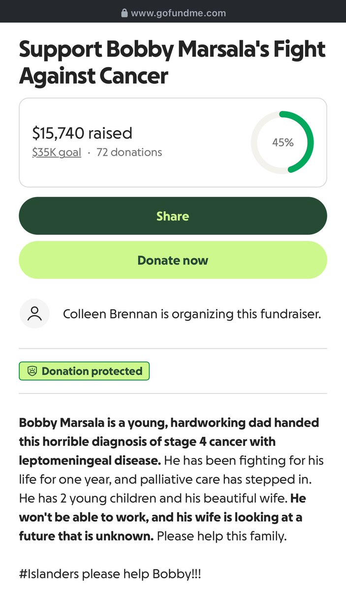 If you’re an #isles fan and have shopped at the Pro Shop or at Isles Lab on game days, you know who Bobby is. Any donation helps him and his family at this time.

gofundme.com/f/support-bobb…