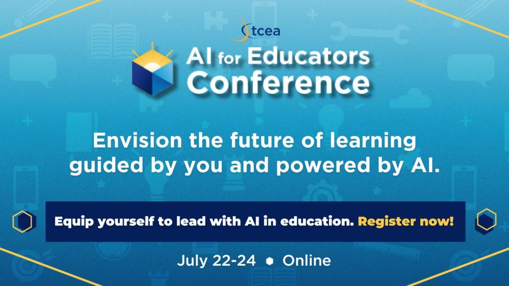 TCEA's tweet image. AI + teaching = 🔑 to working smarter, not harder.
Join July 22–24 online for hands-on, teacher-led sessions on using AI to save time, engage learners, and build community.
Plus: live chats, resources, and 30-day recordings👇
buff.ly/nsk7gGw
#aiineducation #edtech…