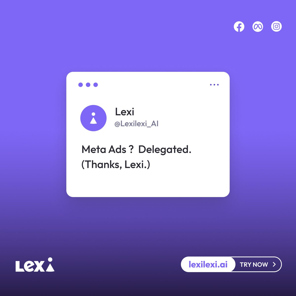 Running ads with Lexi means you get results—without staring at Facebook Ad Manager all day ❤️

#aitools #facebookads #digitalmarketing