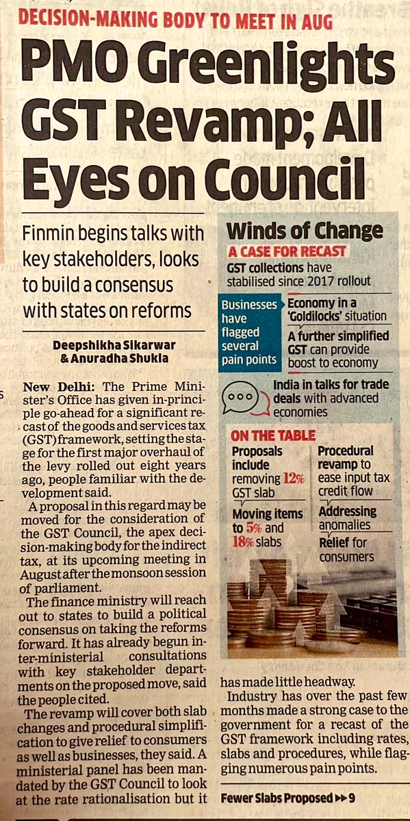 GSTReckoner's tweet image. #GST Revamp on table: From reducing Tax slab to procedural revamp, Relief etc