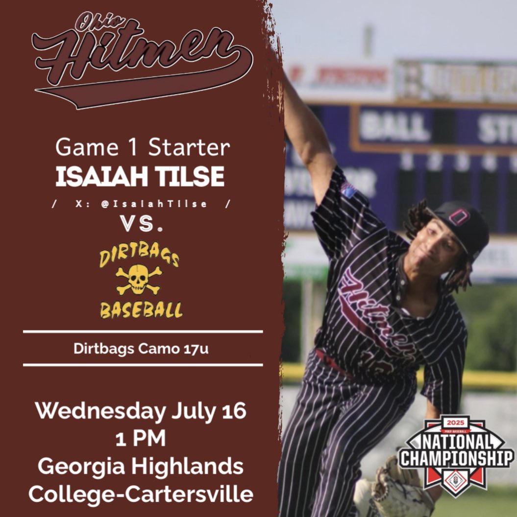 Game 1 starter

<a href="/IsaiahTilse/">Isaiah Tilse</a> 
📍Georgia Highlands College - Cartersville
⏰1pm