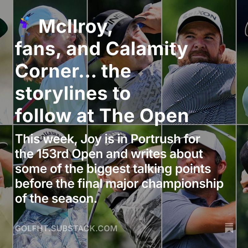 HindustanTimes's tweet image. #HTFairwaysandGreens
⛳️ This week, @TheJoyofGolf is in Portrush for the 153rd Open. He writes about some of the biggest talking points before the final major championship of the season, including his dark horse pick(s)
Read and subscribe here:
open.substack.com/pub/golfht/p/m…