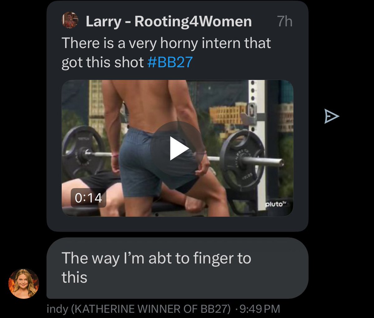 BbStruggle's tweet image. #BB27