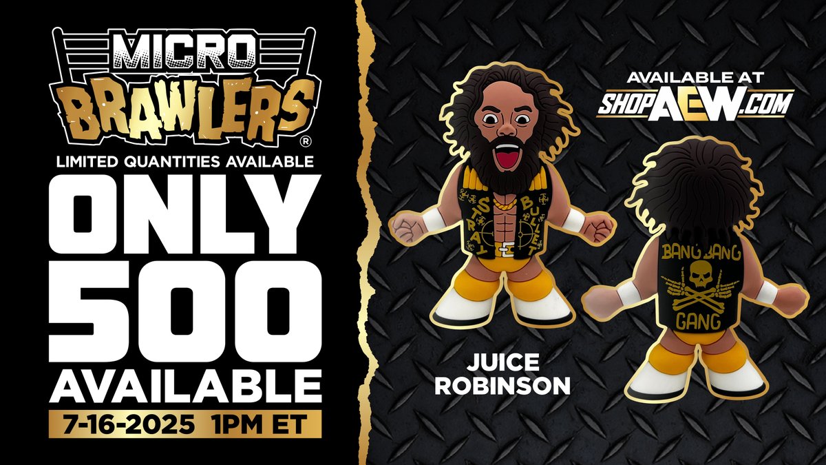ShopAEW's tweet image. JUICE ROBINSON is BACK!
Get this Juice Robinson Micro Brawler that just dropped at ShopAEW.com RIGHT NOW! Don't miss out!