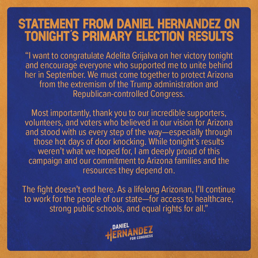 danielforaz's tweet image. My statement on tonight’s primary election results.