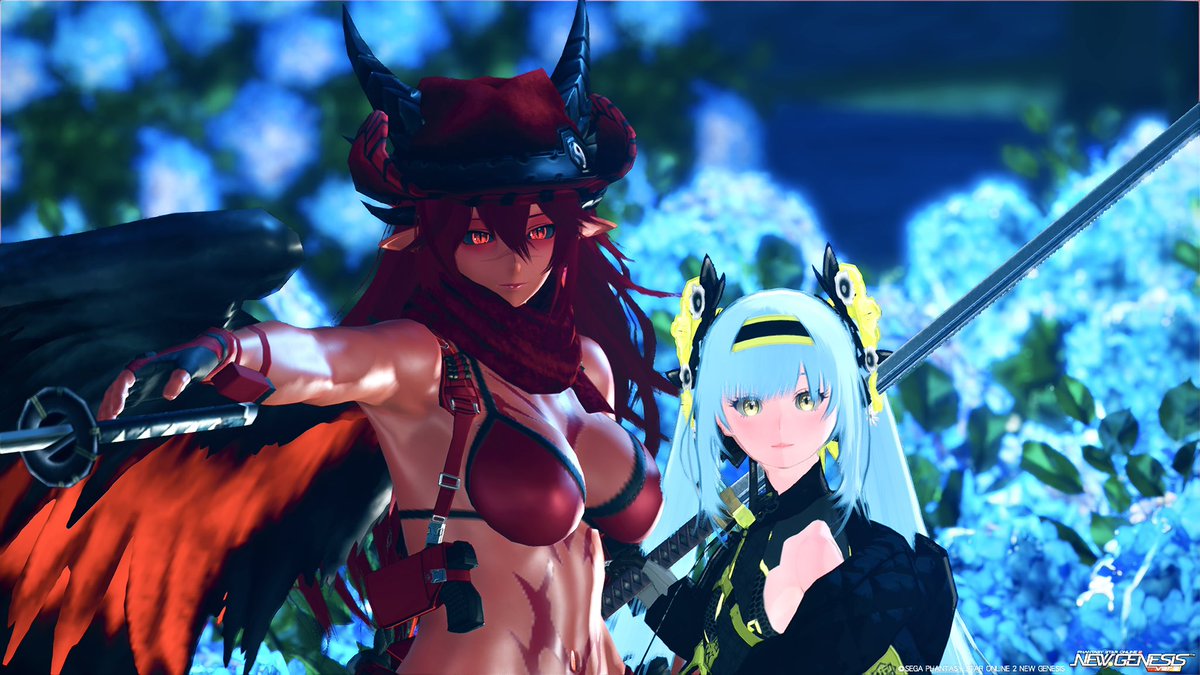 #PSO2NGS_S︎S 
深紅の悪魔と一雫の碧い世界