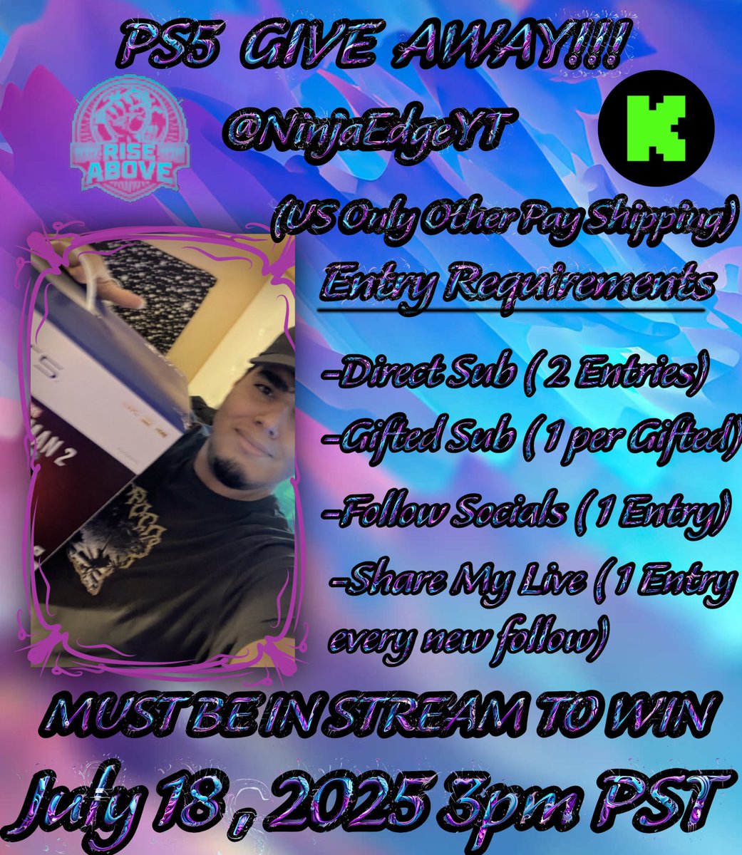 LFGGG YALL ONLY  3 DAYS AWAY FROM PICKING THE WINNER FOR THE #PS5  LIVE ON <a href="/KickStreaming/">Kick</a> IF YOU HAVENT ALREADY GET UR ENTRIES IN WE GOT MORE FREE ENTRIES WHEN YOU PULL UP TO THE LIVE RN!!! kick.com/ninjaedgeyt CANT WAIT FOR THIS AS WE ARE ANNOUCING ANOTHER GIVEAWAY AT THIS