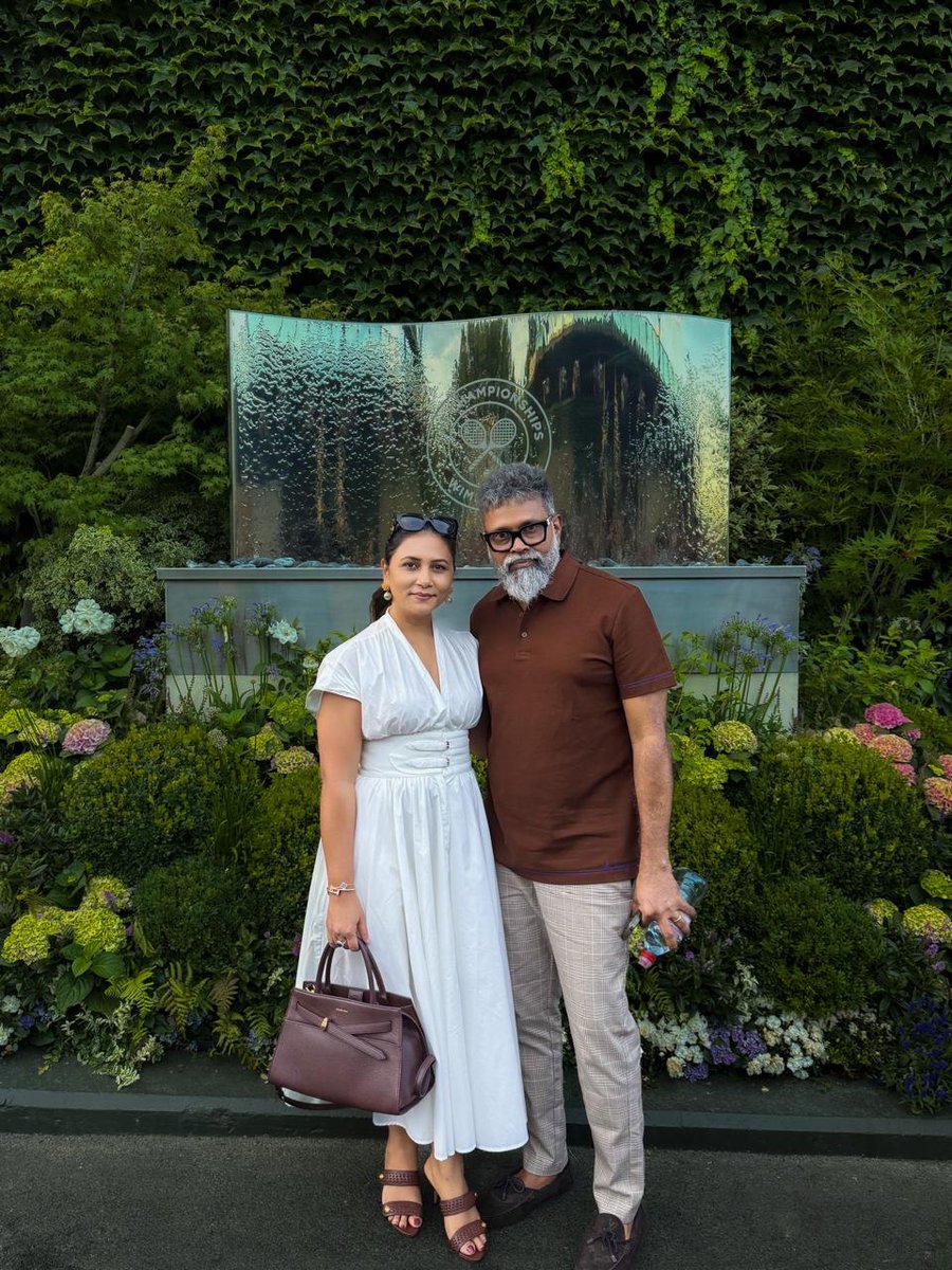 iDreamMedia's tweet photo. Director @aryasukku along with his wife attends the Wimbledon 2025 finals in London
#Sukumar #Wimbledon
#Tabithasukumar https://t.co/e9alIooLsG