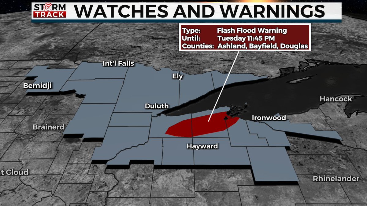 WDIO STORM TRACK ALERT:  Flood (FA) Warning for Washburn, Burnett Counties.  More details about the alert can be found at wdio.com/weather-alert/
