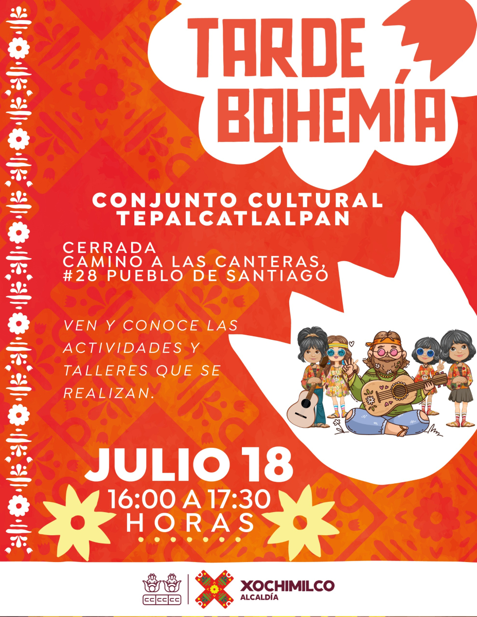 ¿List@ para una tarde diferente? 🎤🎨
Ven al corazón de Tepalcatlalpan y vive una Tarde Bohemia con arte, música y muy buena vibra.

Descubre lo que se crea y se comparte en comunidad.
#TierraDeGuardianes 🌿
#DesdeElPuebloYParaElPueblo