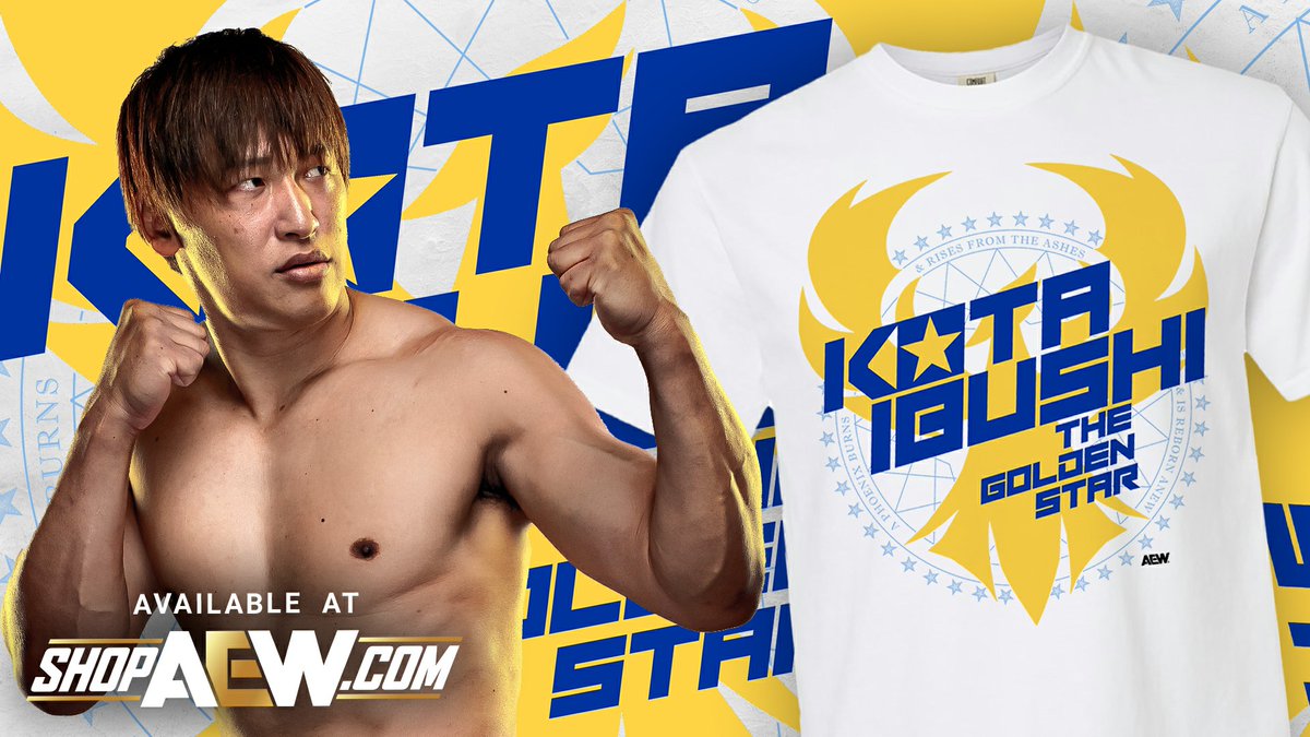 ShopAEW's tweet image. 🌟 The Golden Star shines 🌟
Celebrate @ibushi_kota with this new shirt!
Now available at ShopAEW.com