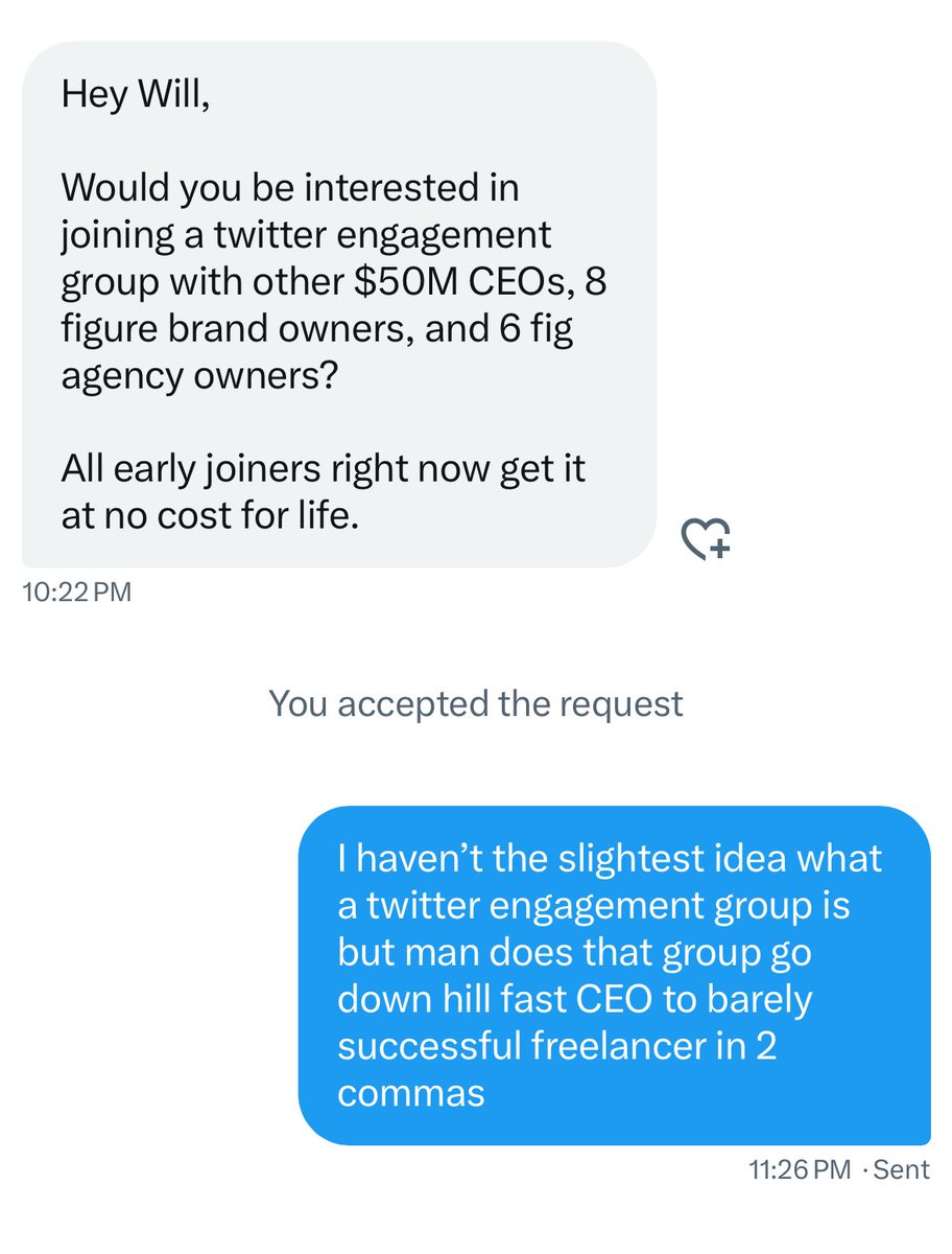 thecopyroad's tweet image. I trimmed out the name because I am not trying to shame anyone. But what the hell is a Twitter engagement group?