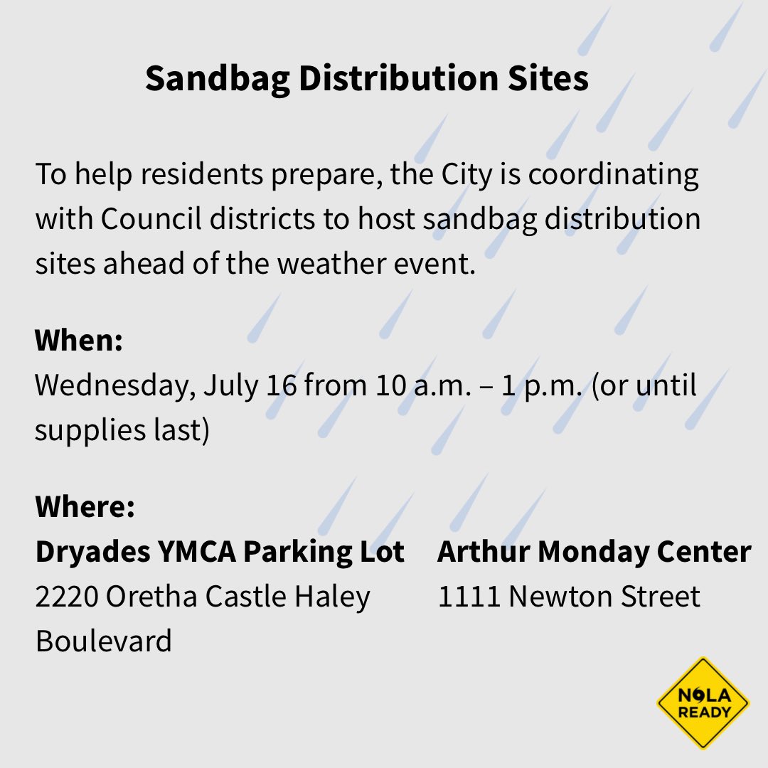 nolaready's tweet image. (2/2) The City of New Orleans is actively monitoring Invest 93L, whereas heavy rainfall and flash flooding are possible for the New Orleans area between Wednesday and Sunday.
Residents are urged to stay weather aware and text NOLAREADY to 77295 for alerts.