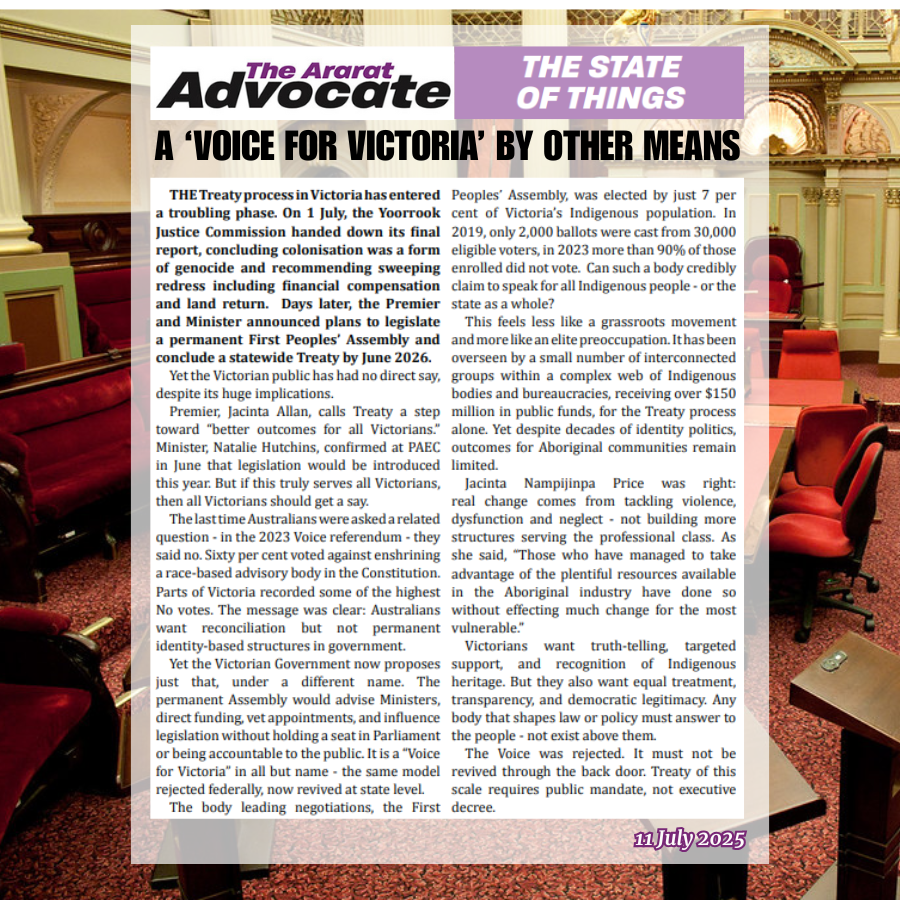 BevMcArthurMP's tweet image. "On 1 July, the Yoorrook Justice Commission handed down its final report, concluding colonisation was a form of genocide and recommending sweeping redress including financial compensation and land return. Days later, the Premier and Minister announced plans to legislate a…