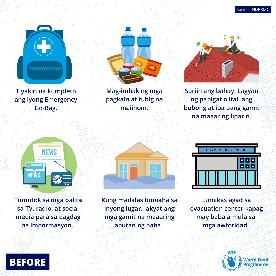 WFP_Philippines's tweet image. The low pressure area inside the Philippine Area of Responsibility has developed into Tropical Depression #CrisingPH. 🌀
Stay informed on the latest weather updates. Knowing what to do before, during, and after a storm can save lives.
Maging handa at maging alerto! 💪