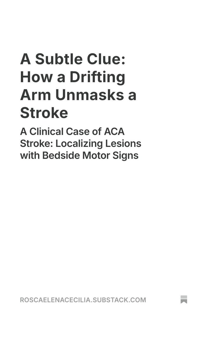 cecilia06155274's tweet image. New Substack post: A Subtle Clue: How a Drifting Arm Unmasks a Stroke open.substack.com/pub/roscaelena…
#Neurology #MedTwitter #MedEd #FOAMed #MedStudent