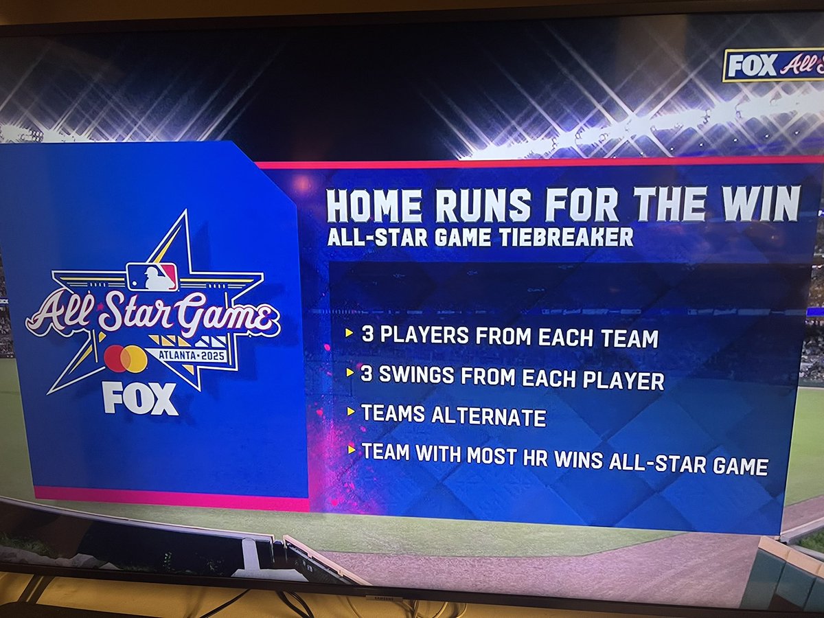 We have a 6-6 tie at the end of 9 in the All-Star game. Historic ending to come in the form of a “Homerun Swingoff.” Hence, the following rules apply. All-Star Managers, Boone and Roberts, have selected their hitters.