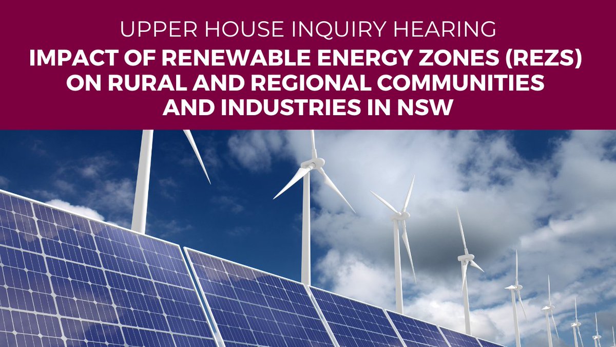 Today in #UpperHouse committees, our committee inquiring into the impact of Renewable Energy Zones (REZ) on rural and regional communities and industries in NSW is in Armidale hearing from local stakeholders. Tune in live from 9am: bit.ly/webcastnsw