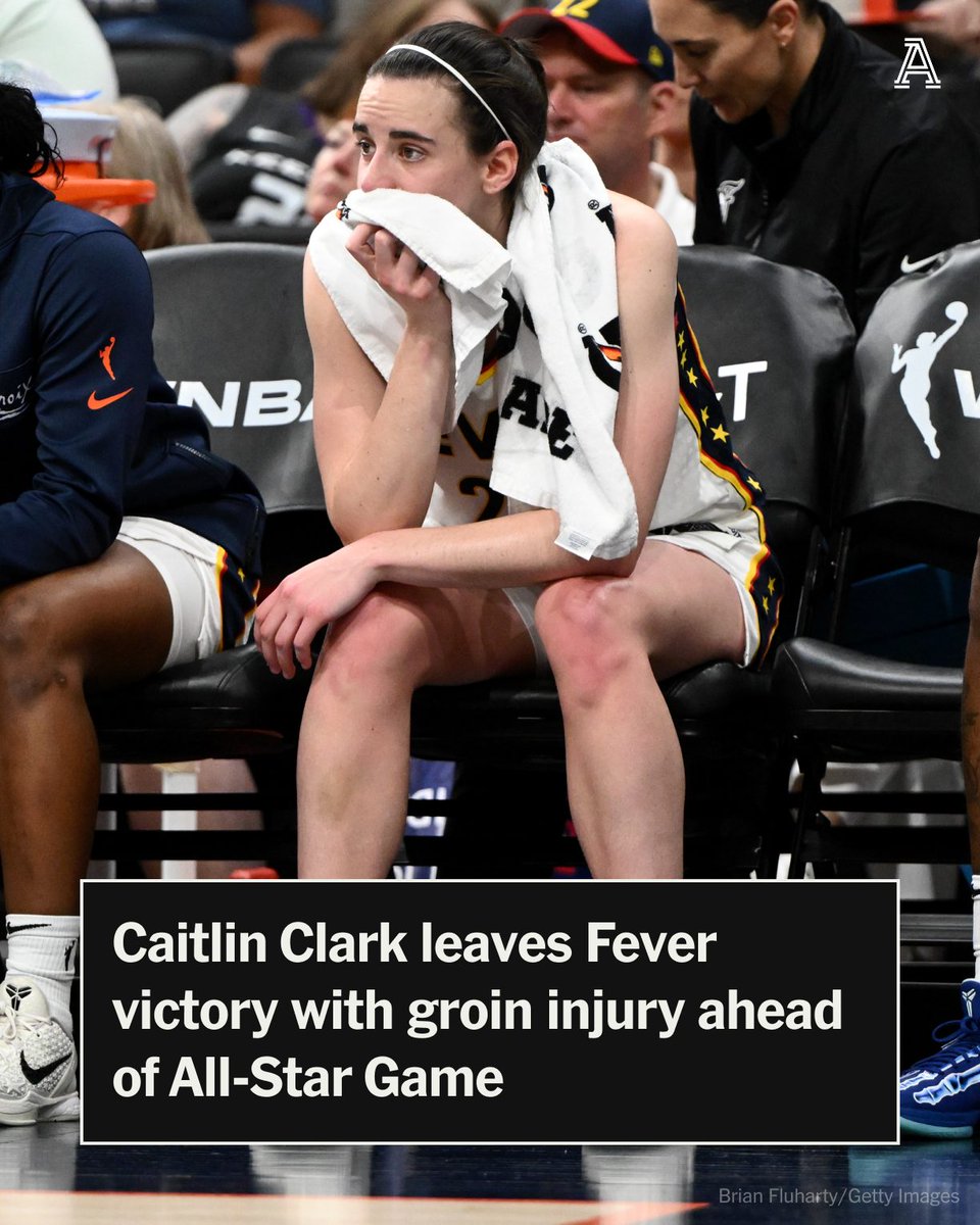 Indiana Fever star Caitlin Clark sustained a groin injury late in Tuesday’s 85-77 win over the Connecticut Sun.

“(She) just felt a little something in her groin,” coach Stephanie White said. “So, we’ll get it evaluated and see what happens from there.”

nytimes.com/athletic/64969…