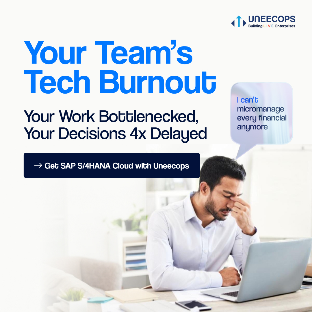 Uneecops's tweet image. Still playing CFO, COO, and Crisis Manager?

Rewire your enterprise with #SAP S/4HANA Cloud, deployed by Uneecops.

Stop burning out brilliance. Start running with intelligence!
#saps4hanacloud #sapcloud #saphana #saps4hana #hanacloud #s4hana #s4hanacloud #clouderp #erpcloud