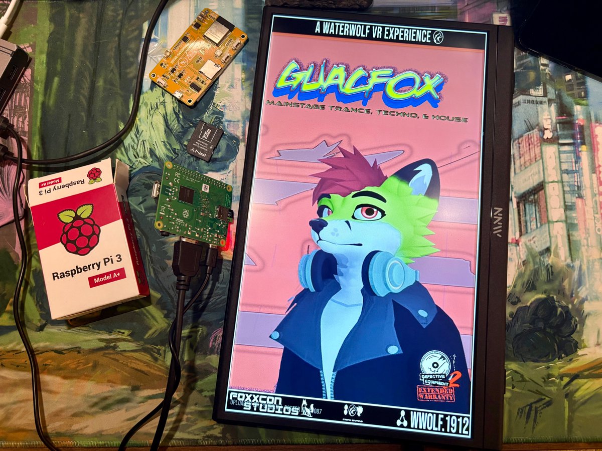 astrooocore's tweet image. Got @waterwolftown's poster network running IRL! It'll update every 30s. Gonna hang it up on a wall next.
Featuring: Sunset Gato, @Engineerisaac @Purriku_ @GlitchTheFox