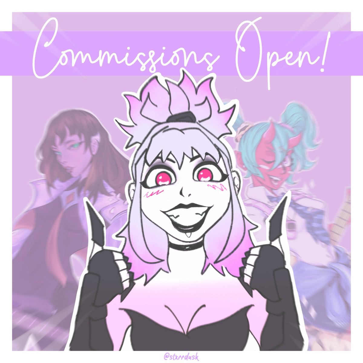 stxrrdusk's tweet image. ⟡ ❤︎ COMMS ARE NOW OPEN ❤︎ ⟡
(details in thread 🧵)
#FortniteArt
