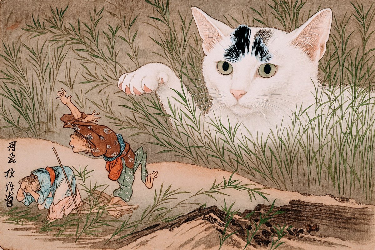 河鍋暁斎（かわなべ きょうさい）の作品の化け猫を、ChatGPTに半力さん