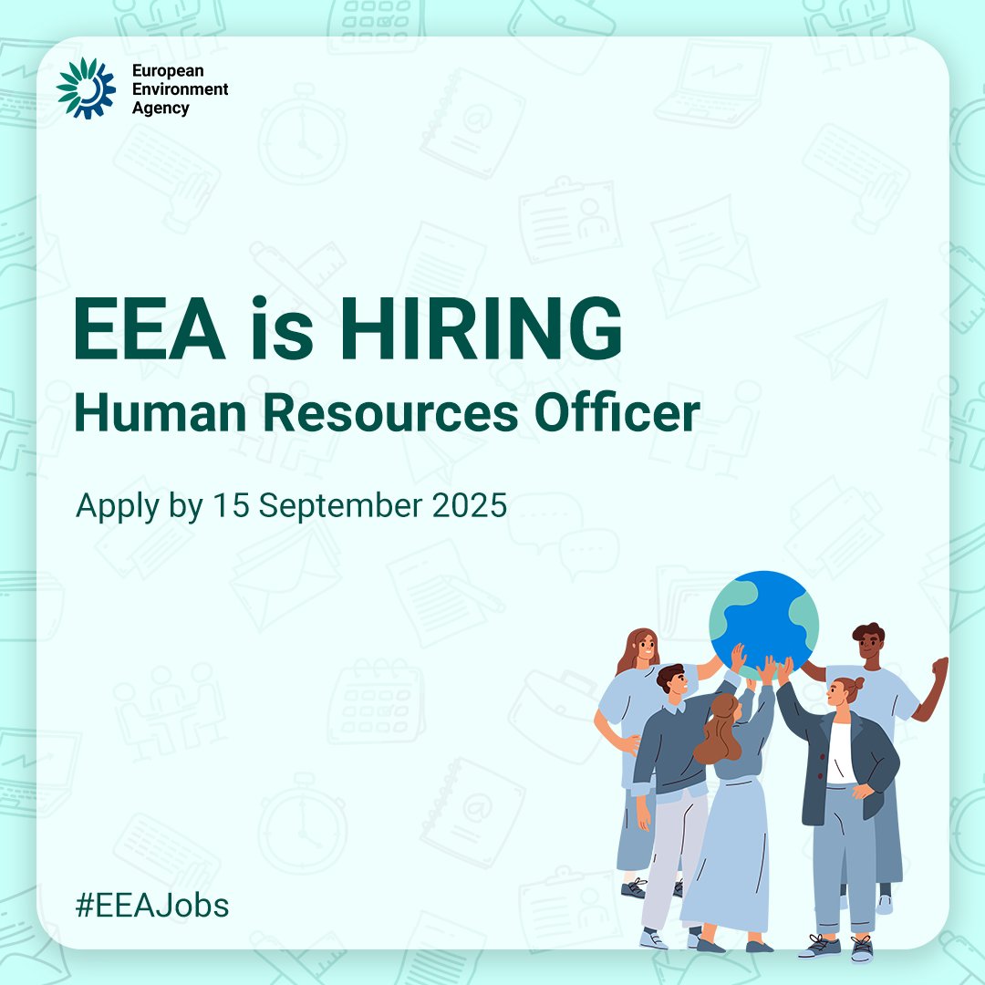 EUEnvironment's tweet image. We are looking for a Human Resources Officer at the EEA!
Would you like to work closely with our wonderful staff & have hands-on experience in managing the employee lifecycle?
📍 Location: Copenhagen, Denmark
📅 Application deadline: 15 Sep
👉jobs.eea.europa.eu/jobs/human-res…