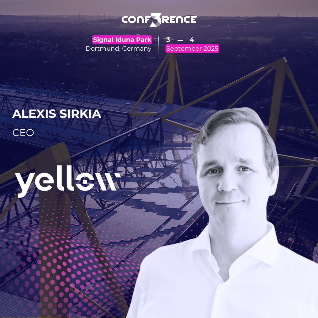 Alexis Sirkia (@AlexisYellow), CEO of @Yellow is joining CONF3RENCE 2025.  From co-founding GSR to pioneering DeFi infrastructure for banks and  brokers, Alexis is shaping the future of secure crypto trading. See you