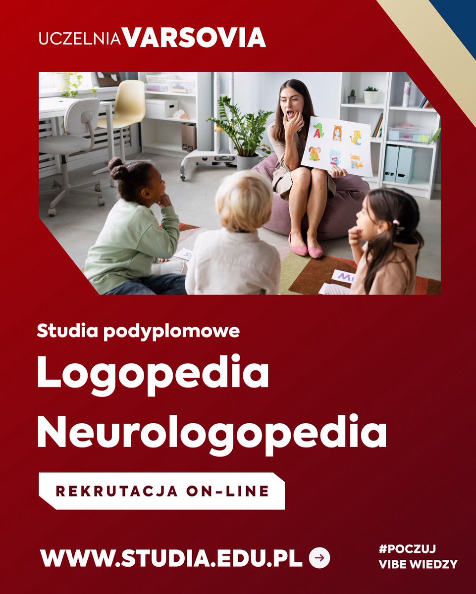 VarsoviaStudy's tweet image. 🎓 Logopedia i neurologopedia – Studia Podyplomowe Online
🌍 Studiuj z dowolnego miejsca w Polsce! 📌 Wpisowe 0️⃣ zł
Zacznij nowy etap rozwoju zawodowego i osobistego!
Logopedia oraz neurologopedia to kierunki dla osób, które chcą zdobyć solidne przygotowanie do…