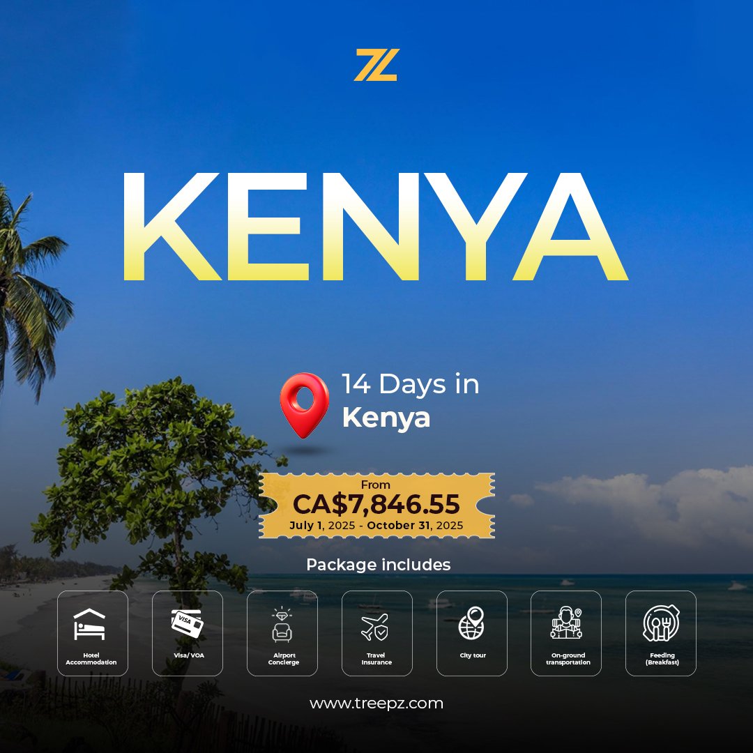 Experience the beauty of Ultimate Kenya &amp; Coastal Escape, from vibrant cities to serene beaches; all in a 14-day adventure you’ll never forget.

📍CA$7,846.55 | 14 Days of unforgettable Kenya

Visit treepz.com to book now!