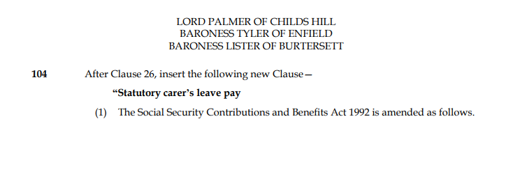 LibDemLords's tweet image. Something major to watch out for tonight...
We are on the verge of finally introducing paid carer's leave.