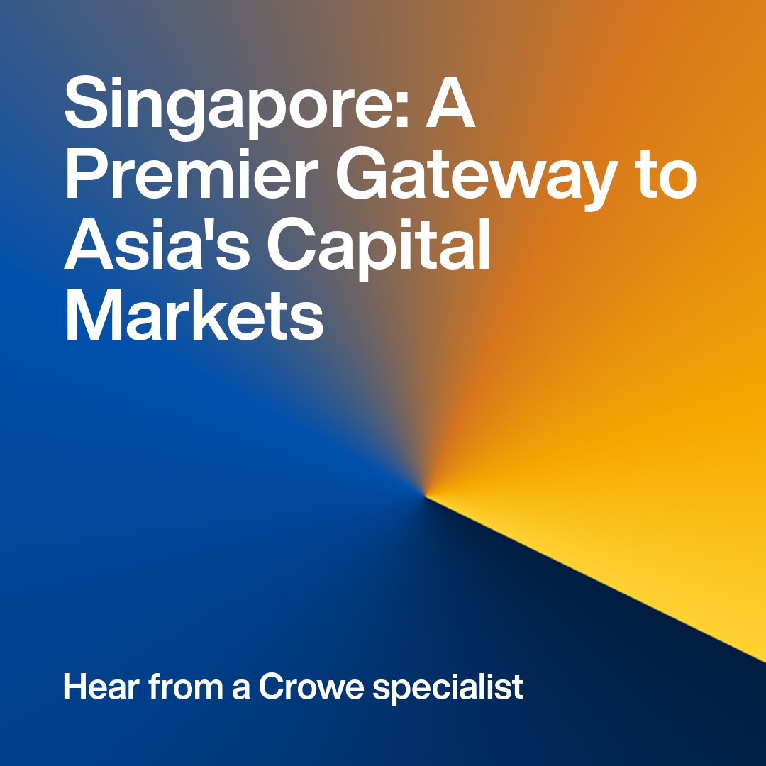 From tax incentives to multi-billion-dollar market support, Singapore is reinforcing its role as Asia's capital markets hub and drawing global firms. Read full article here - shorturl.at/RTNwn

#Singapore #CapitalMarkets #Investment #Finance #Crowe