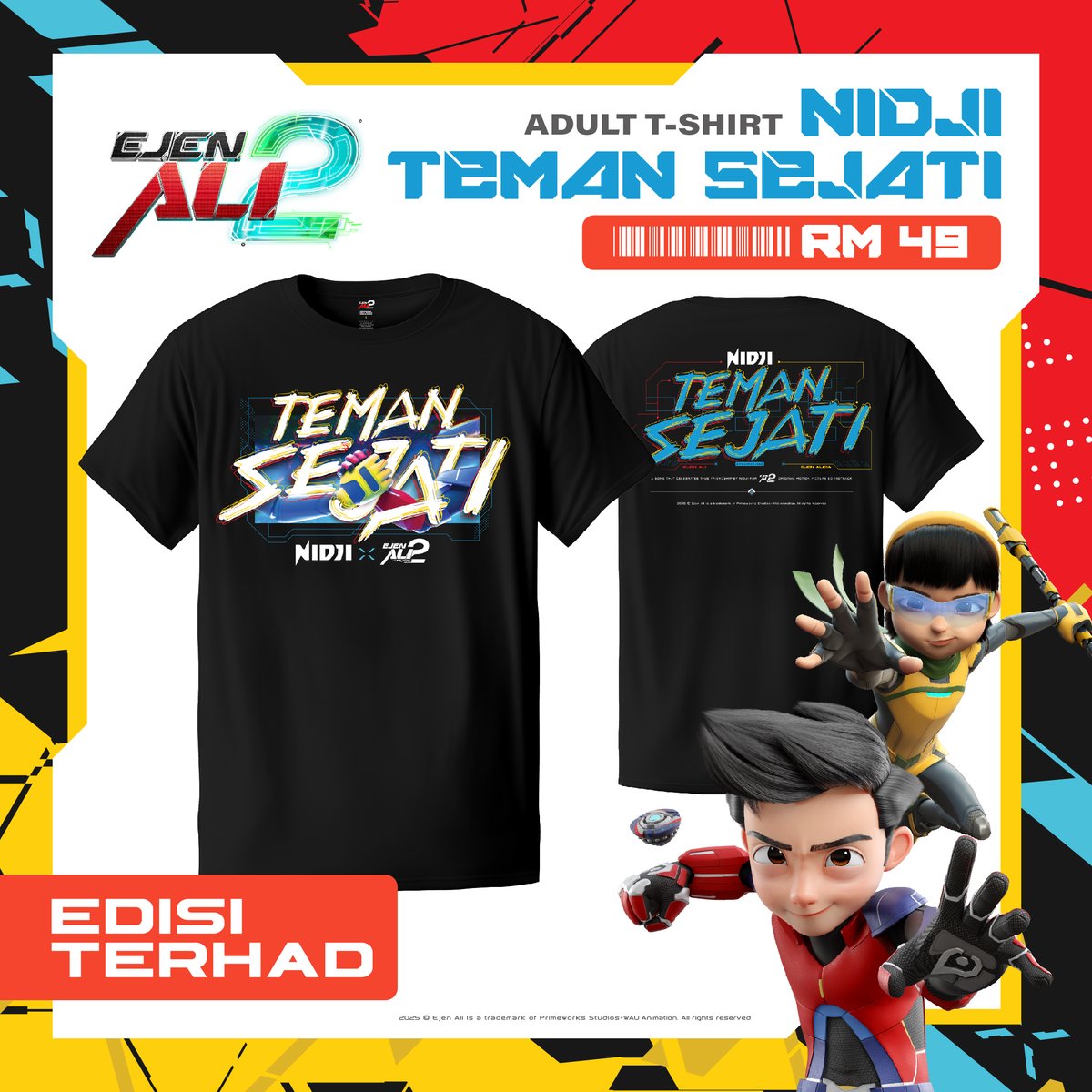 ejen_ali's tweet image. 🎉 OFFICIAL EATM2 OST T-Shirt 🎵👕

🎤 Available Designs:
Nidji x EATM2 – Teman Sejati
M. Nasir x EATM2 – Hanya Kamu
Hael Husaini x EATM2 – Penjuara

✨ LIMITED EDITION!
🛒 Get Yours Now - s.shopee.com.my/709Bk4qzzi
