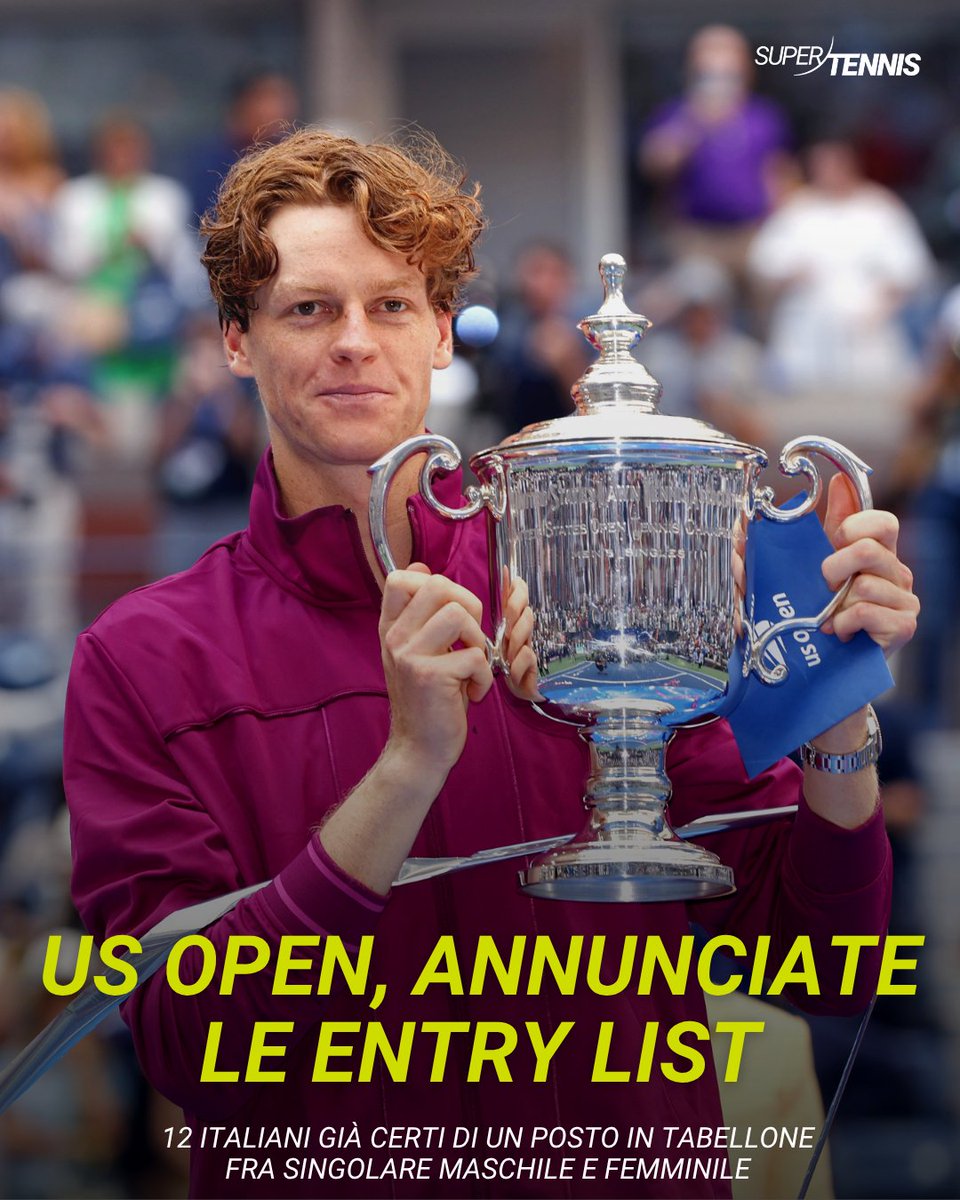 SuperTennisTv's tweet photo. Dodici italiani sono già sicuri di un posto nel tabellone principale dello #USOpen ⤵️
🔵 Sinner, Musetti, Cobolli, Berrettini, Sonego, Arnaldi, Darderi, Bellucci, Nardi 
🟣 Paolini, Bronzetti, Cocciaretto

Il torneo sarà trasmesso in diretta e in chiaro, gratis e per tutti, su SuperTennis 📺