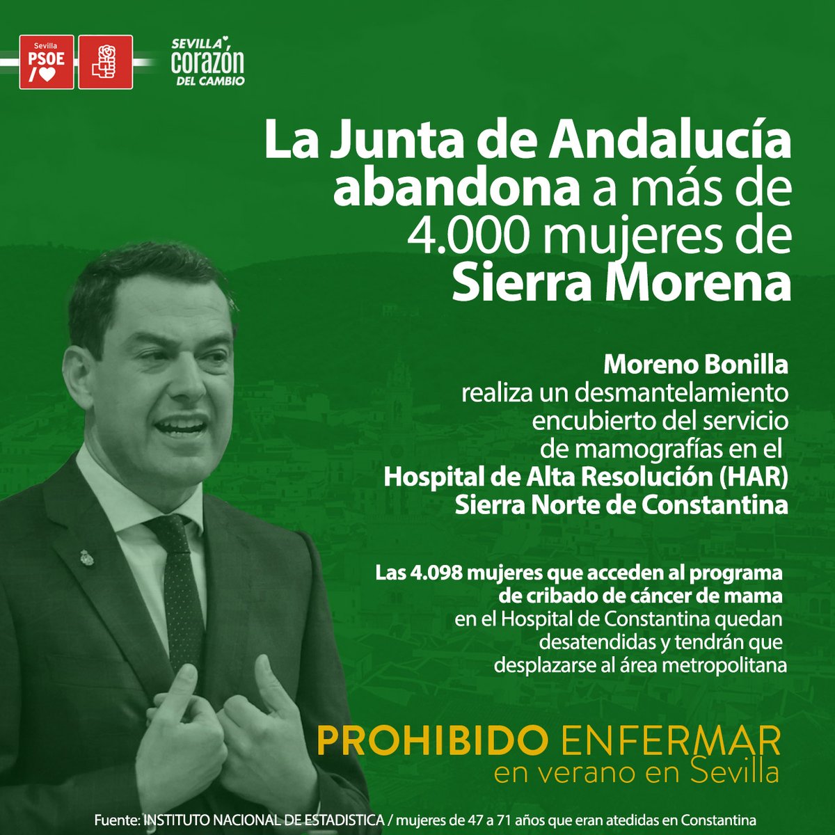 ⚠️ La Junta de #Andalucía abandona a más de 4.000 mujeres en Sierra Morena

📢 Moreno Bonilla ignora a la comarca y desmantela el servicio de mamografías en el Hospital de Alta Resolución de Constantina

❌ El resultado: mujeres desatendidas del cribado de cáncer de mama
