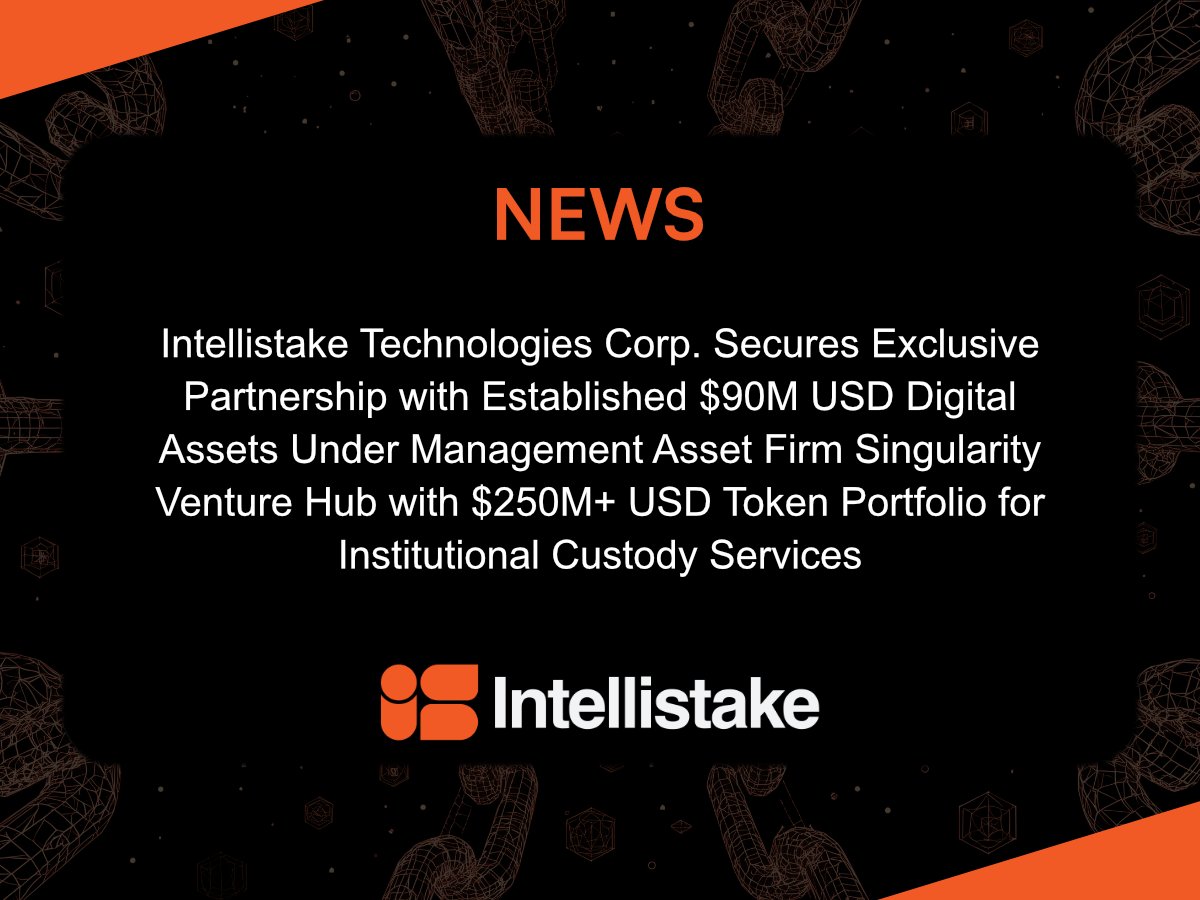 intellistake's tweet image. Intellistake Technologies Corp. Secures Exclusive Partnership with Established $90M USD Digital Assets Under Management Asset Firm Singularity Venture Hub with $250M+ USD Token Portfolio for Institutional Custody Services
Read more 👇
newswire.ca/news-releases/…