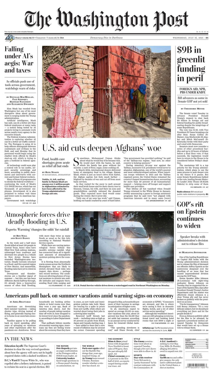 🇺🇸 U.S. Aid Cuts Deepen Afghans' Woe

▫Hospitals struggle, hunger surges in Afghanistan amid U.S. aid cuts
▫<a href="/rick_n/">Rick Noack</a>
▫is.gd/j0sO8Y

#frontpagestoday #USA <a href="/washingtonpost/">The Washington Post</a> 🇺🇸