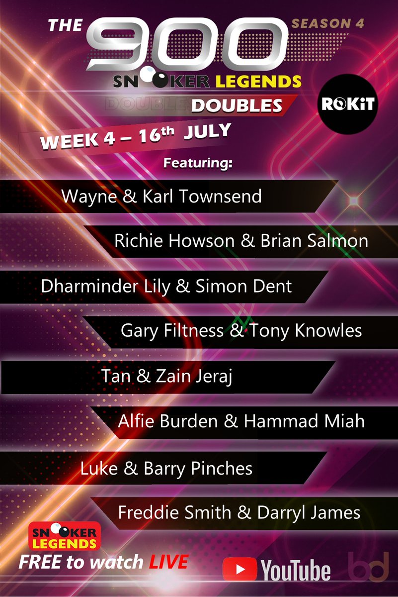 TONIGHT FROM 7.30! Its the big one... youtube.com/@snookerlegends
WEEK 4