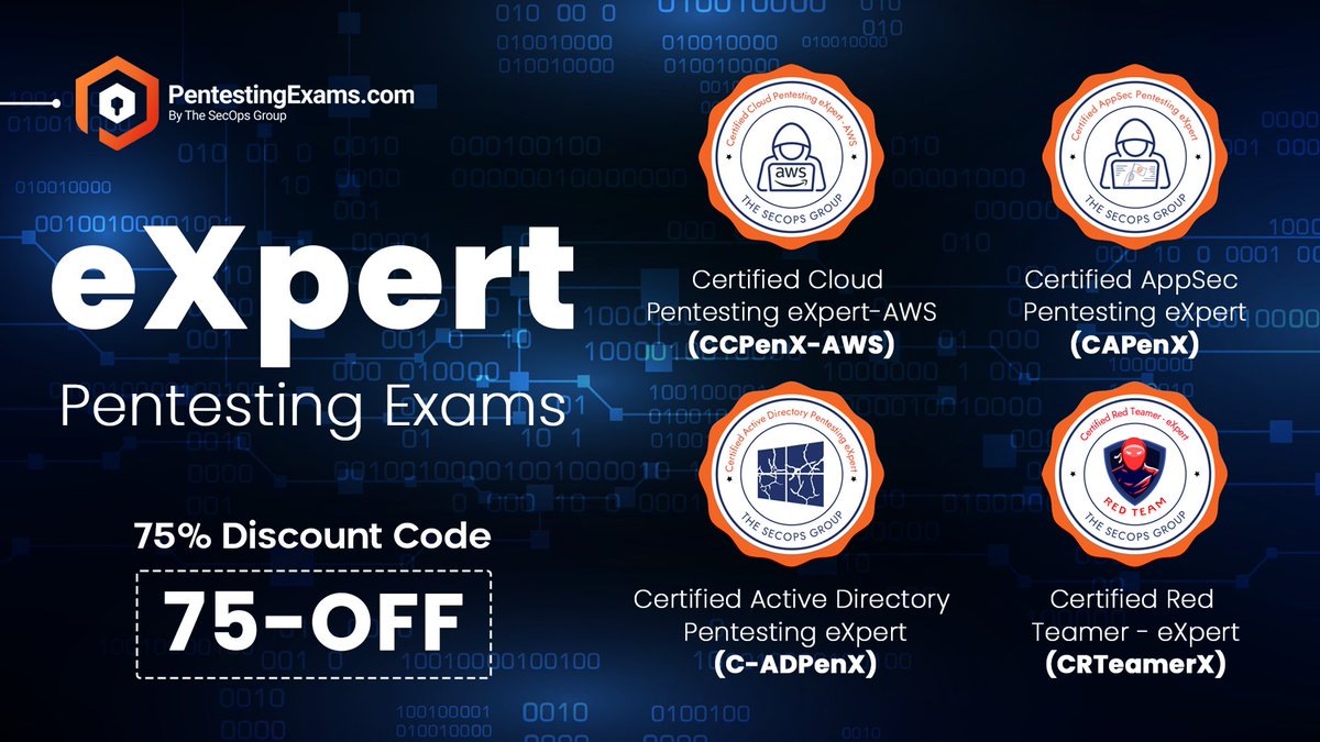𝗢𝘂𝗿 𝗲𝗫𝗽𝗲𝗿𝘁 𝗣𝗲𝗻𝘁𝗲𝘀𝘁𝗶𝗻𝗴 𝗘𝘅𝗮𝗺𝘀 💻
Take your expertise to the next level with our "eXpert" Pentesting Exams, tailored for seasoned professionals seeking the highest level of certification. These exams delve deep into advanced concepts and real-world scenarios,
