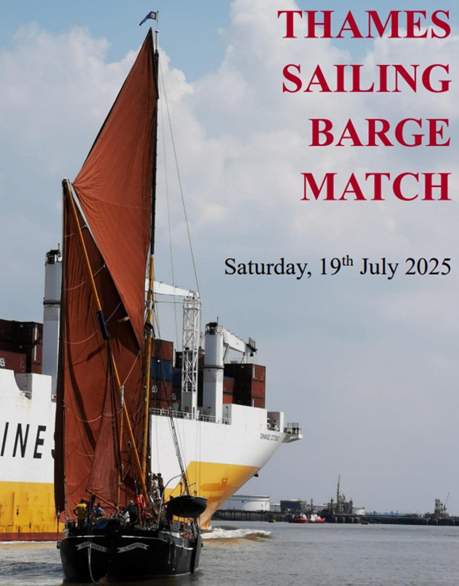 GravesendTCM's tweet image. This Saturday is the 2025 Thames Sailing Barge Match on the river - starts 930am in Lower Hope Reach - some vessels will gather at #Gravesend the night before on Town Pier Pontoon, where the race will also finish on Saturday afternoon with a presentation evening in The Three Daws