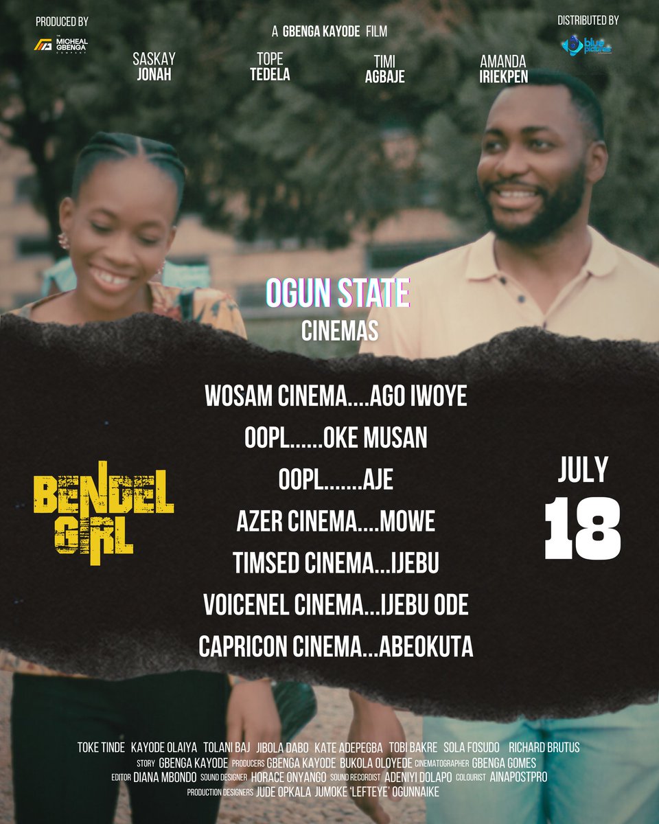 GbengaKayode's tweet image. Tope Tedela, na man you be.
Spread the word... Bendel Girl, in a cinema near you.