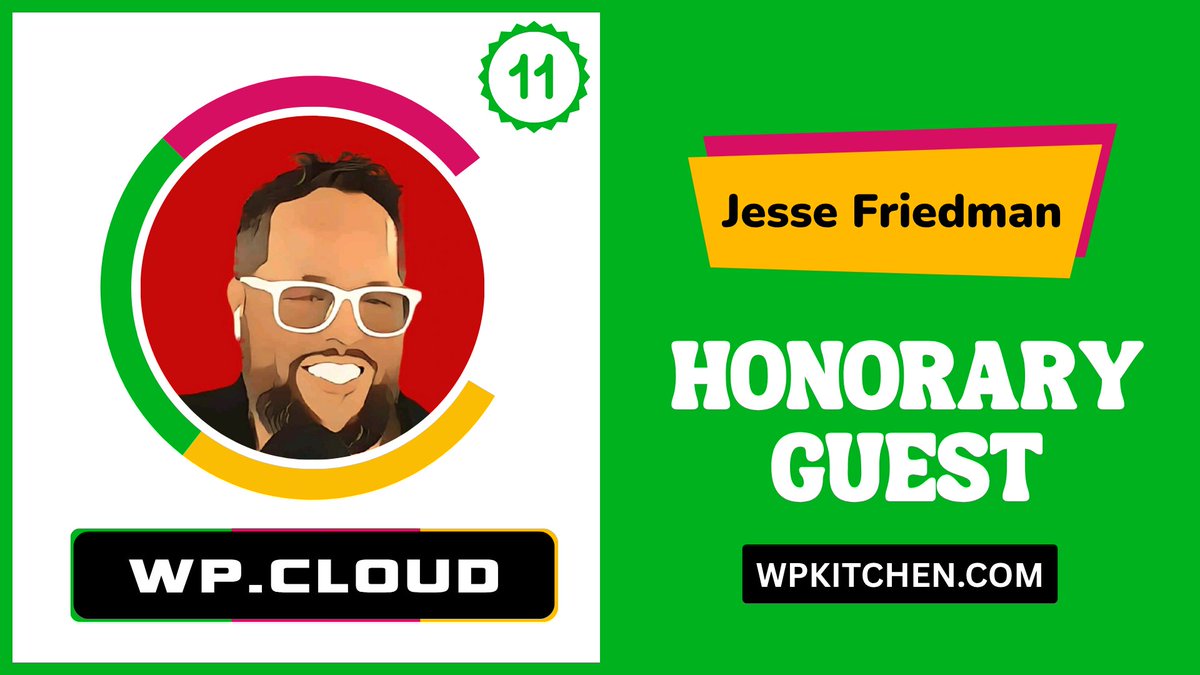 FromWPK's tweet image. Meet Our 11th Honorary Guest: Jesse Friedman
—
Jesse is the Head of WP Cloud at Automattic. His mission is to make WordPress-as-a-Service available to all, fast, secure, and built on an infrastructure that understands WordPress like no other.
—
Read more: wpkitchen.com/?p=5144