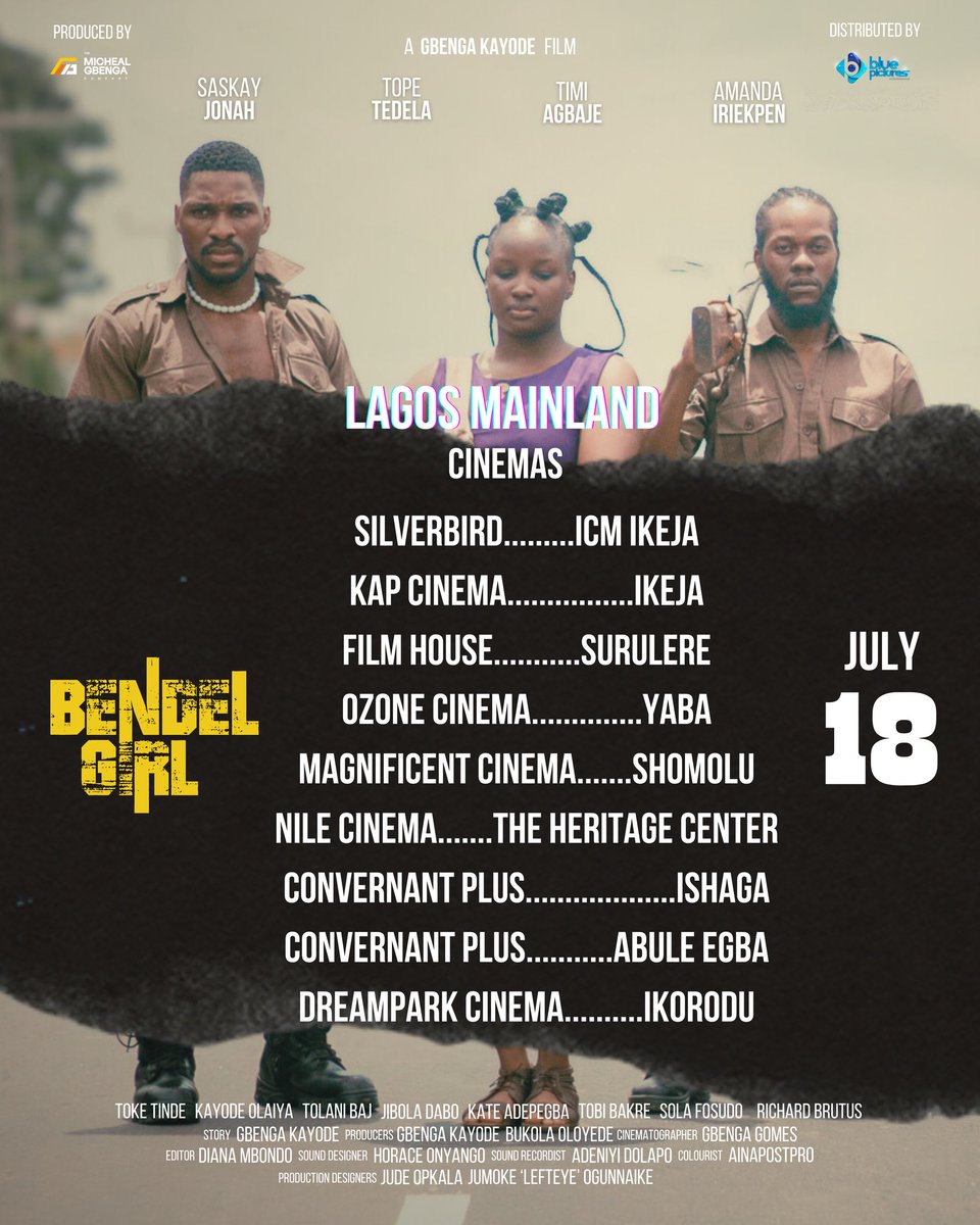 GbengaKayode's tweet image. Spread the word... Bendel Girl, in a cinema near you. 
#lagos
#nollywood
#yaba
#surulere
#ikeja