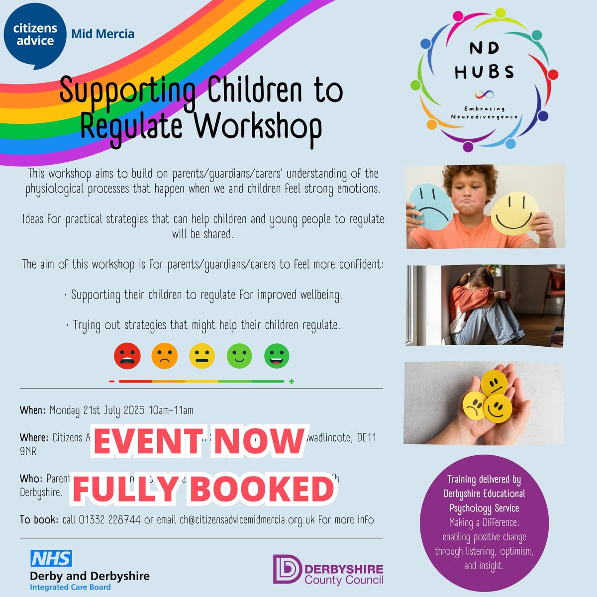 Our next ND Hub is on Monday 21st July at Citizens Advice Mid Mercia!
📷Monday 21st July 2025
📷 10:00-11:00am - Workshop
📷 11:00am-16:00pm - ND Hub
📷 114 Church Street, Church Gresley. Swadlincote DE11 9NR
Please head down if you would like to access FREE face-to-face support.