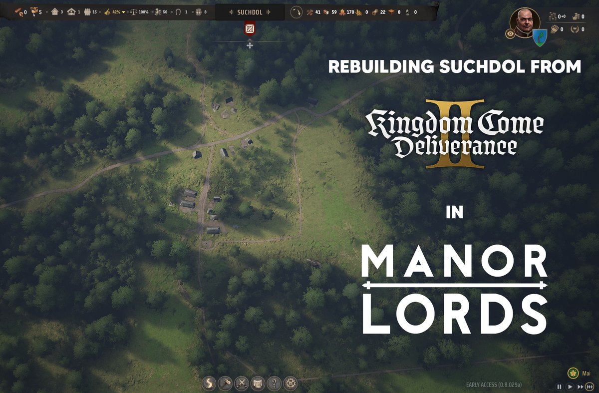 yeoldehooker's tweet photo. Rebuilding the village of Suchdol from Kingdom Come Deliverance in Manor Lords #kcd2 #warhorsestudios #ManorLords #HoodedHorse https://t.co/Pl76jtQPtI