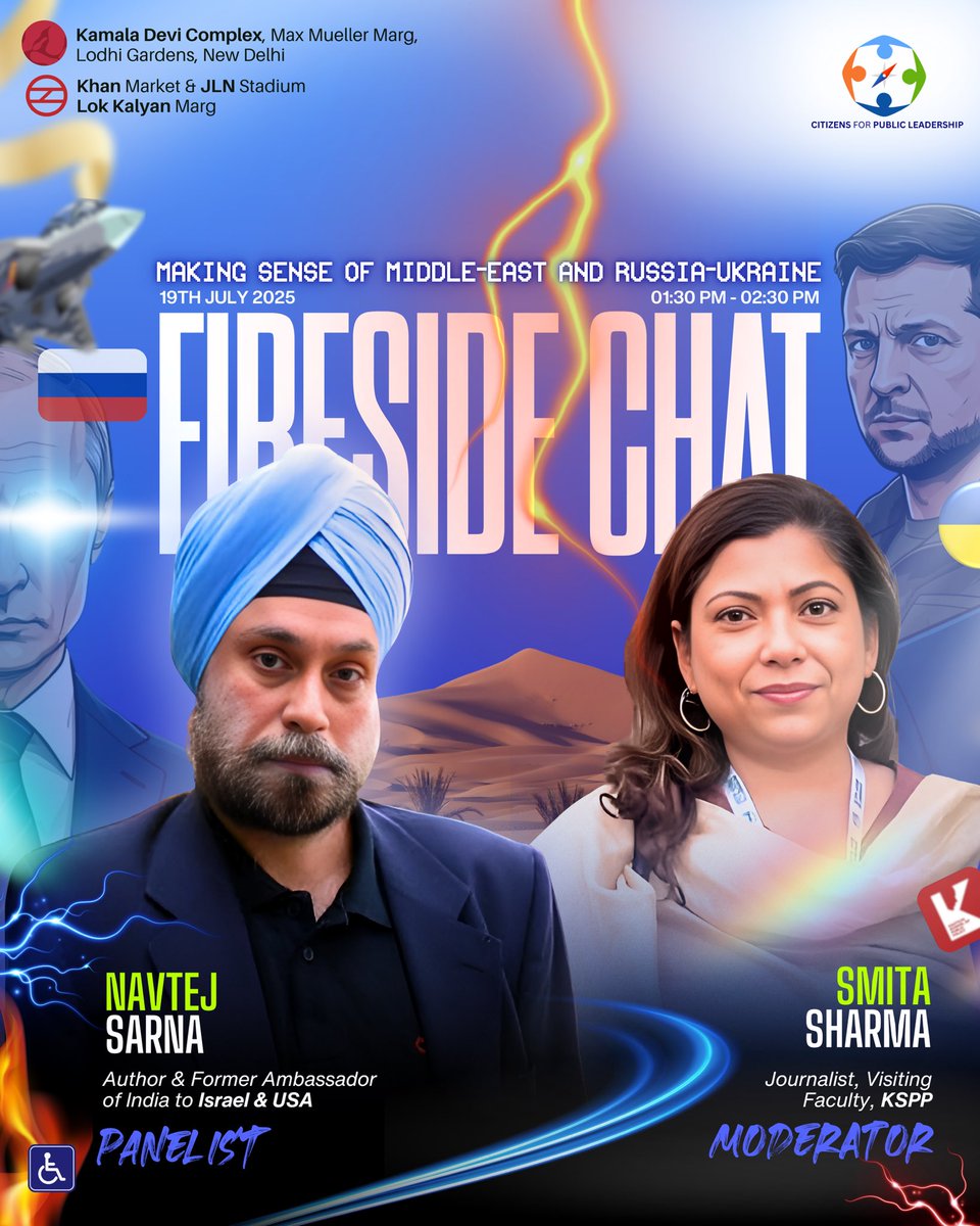 Citizens for Public Leadership (@cplfellows) on Twitter photo 🚨 BIG ANNOUNCEMENT
#CPLPolicyConclave2025 fireside chat!
Join <a href="/NavtejSarna/">Navtej Sarna</a> (Ex-Amb🇮🇳🇺🇸🇮🇱) and <a href="/Smita_Sharma/">Smita Sharma</a> as they dissect:
🔥 Middle East tensions
💣 Russia-Ukraine war
🌍 What it means for India & the world!
✅ REGISTER NOW: bit.ly/CPLPolicyConcl…
#Diplomacy #Geopolitics 🚨 BIG ANNOUNCEMENT
#CPLPolicyConclave2025 fireside chat!
Join <a href="/NavtejSarna/">Navtej Sarna</a> (Ex-Amb🇮🇳🇺🇸🇮🇱) and <a href="/Smita_Sharma/">Smita Sharma</a> as they dissect:
🔥 Middle East tensions
💣 Russia-Ukraine war
🌍 What it means for India & the world!
✅ REGISTER NOW: bit.ly/CPLPolicyConcl…
#Diplomacy #Geopolitics