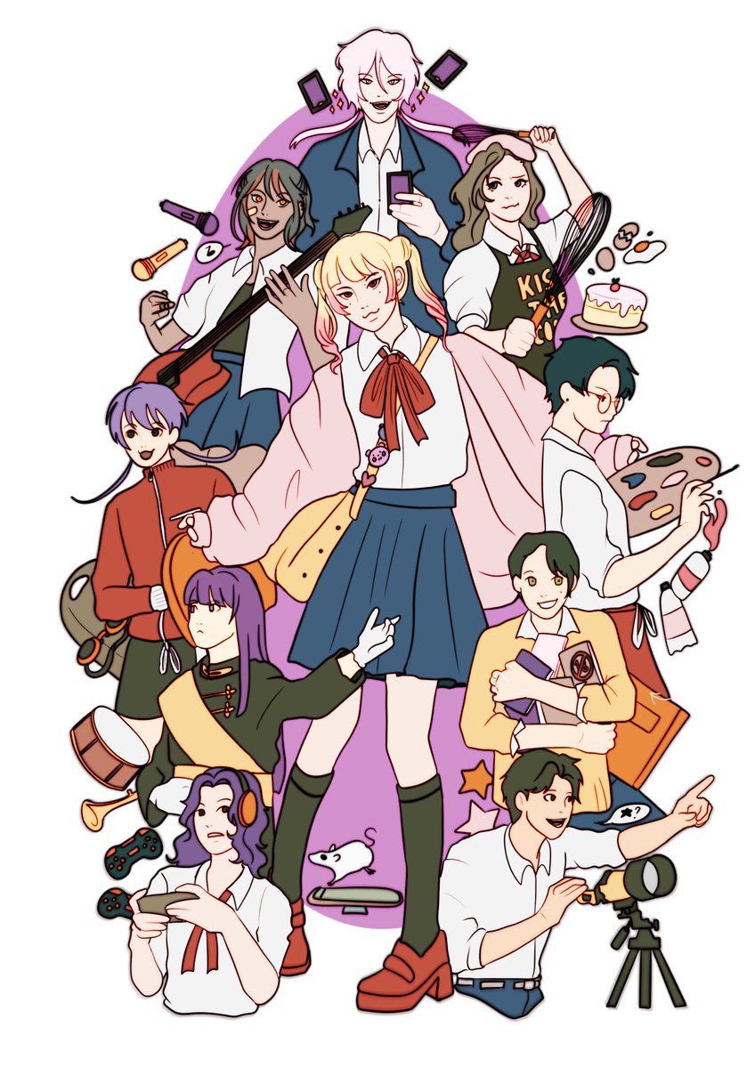 deusoraa's tweet image. drew me and some friends in a otoge AU with one of us as the MC~

still looking for new #artmoots so i can draw more people in the future hihi

#artwt